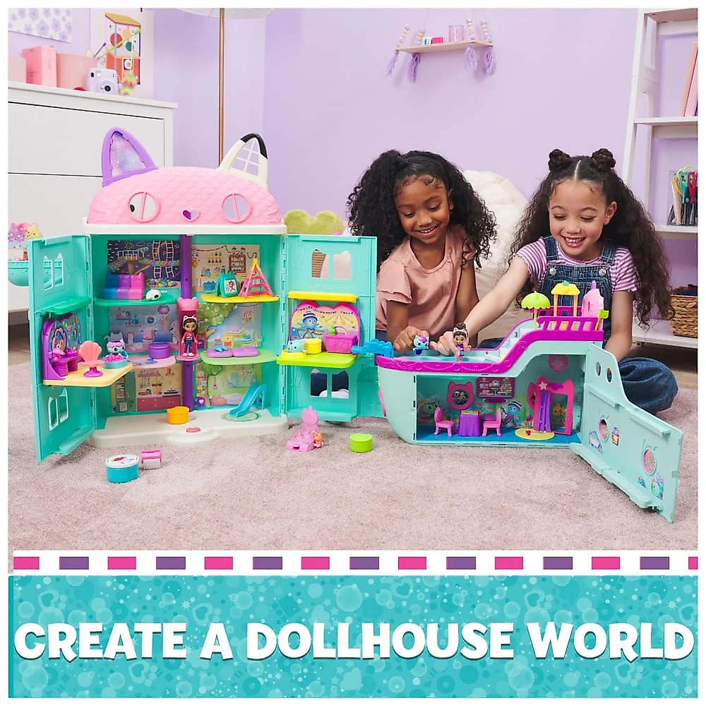 Sala de Carnaval do Narval Felino da Casinha da Gabby, com Figura de Brinquedo, Surpresas e Móveis de Casinha de Boneca, Gabby's Dollhouse