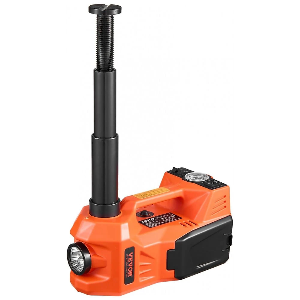 Macaco Elétrico VEVOR, 5 Toneladas, Macaco Tesoura Elétrico com Inflador Integrado, Troca de Pneus Ajustável 12V com Martelo Seguro Luz LED,