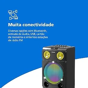 Caixa de Som Philips Party Speaker TAX5509 2400W Bluetooth Luzes LED Preta