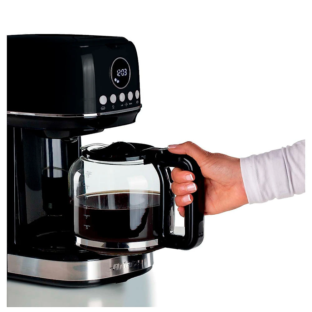 Ariete 1396, Cafeteria Americana Moderna Preta, 900 W, Jarra para 15 xicaras, Programável com Display LCD, Filtro Lavável - 220V 220