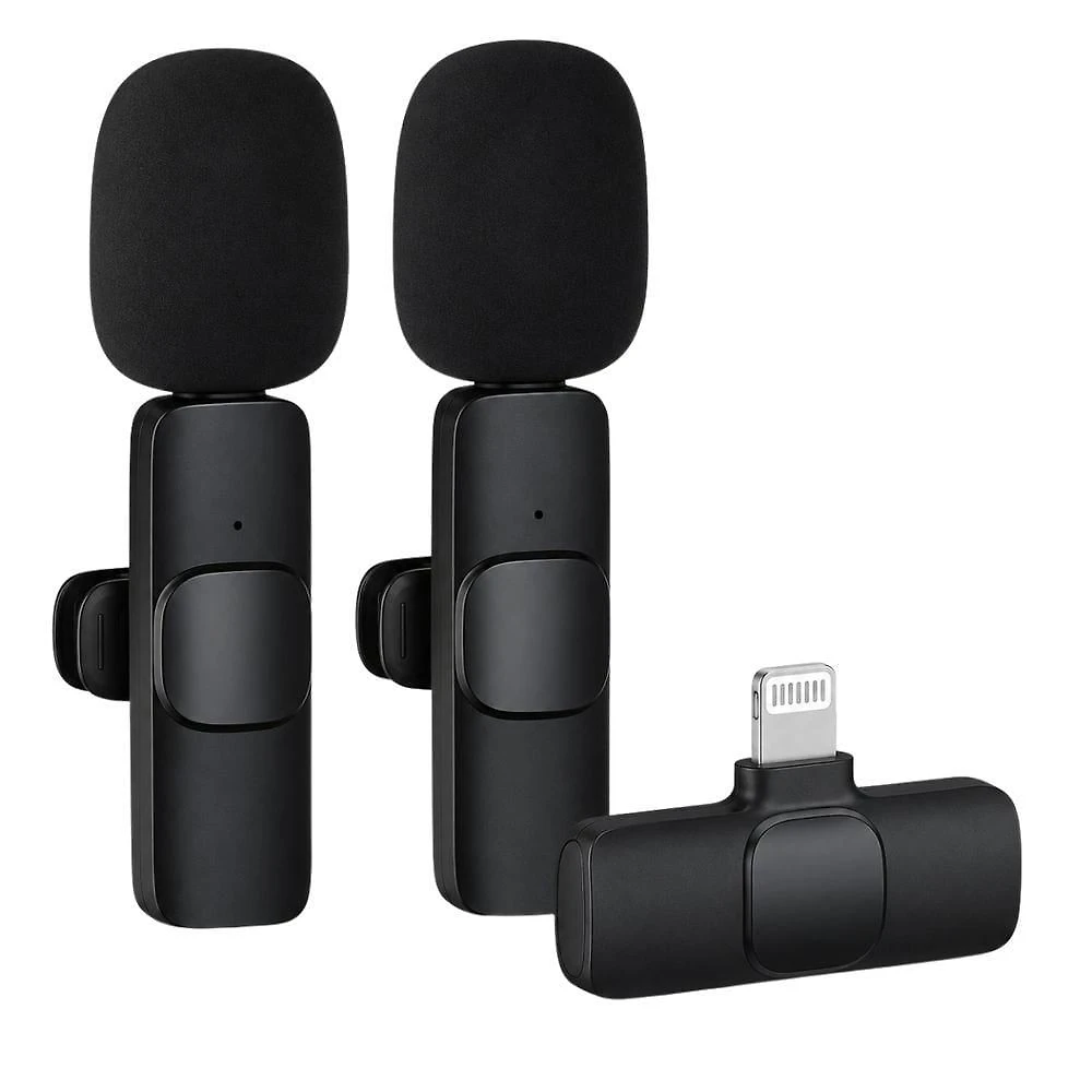 Microfone de Lapela MDM Lapela 2 em 1 Lightning Criador Conteúdo Voz Limpa Pro para Vídeos