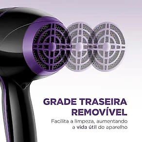 Secador de Cabelos Mondial Black Purple SCN-01 com Tourmaline Íon 2000W - Preto 110V