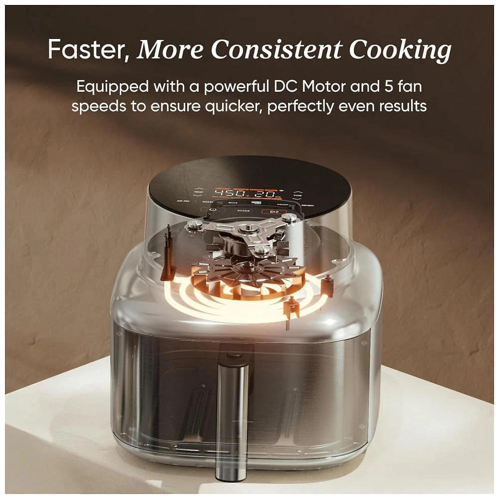 Miniatura Air Fryer Cosori Iconic Aço Inoxidável Inteligente 6-em-1 com Revestimento Cerâmico 120V
