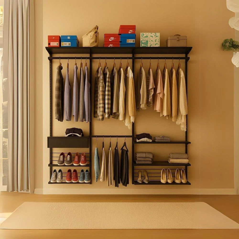 Closet Aberto Modular para Casal 225cm Eminence Preto