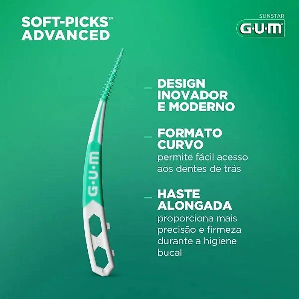 Kit Palito Interdental Gum Soft Picks Advanced Cabo Curvado com Estojo Portátil 36UN webcontinental-7893015519178