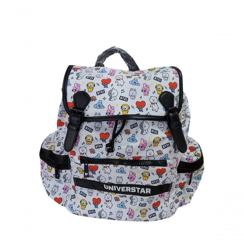 Mochila de Costas Infantil Miniso Brasil Bt21 Tipo Saco Poliéster Branco