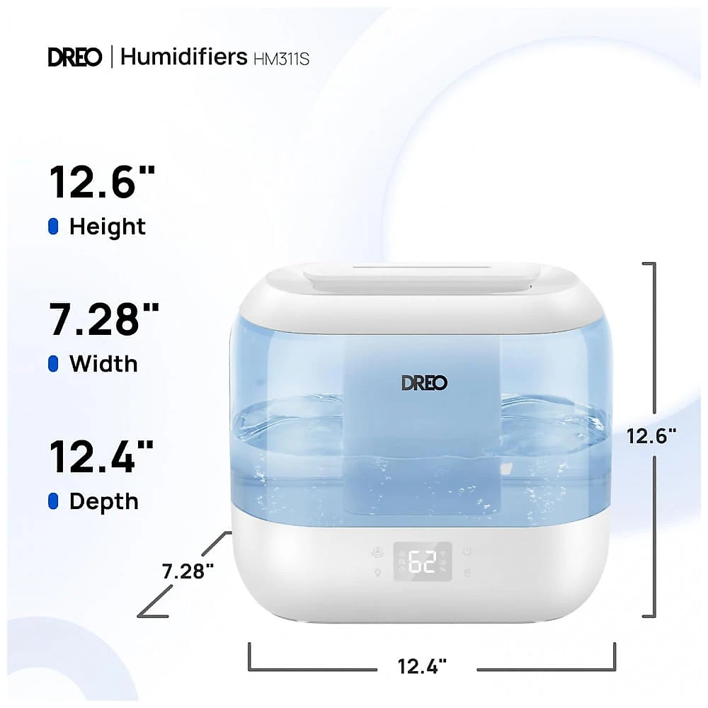 Umidificador Inteligente DREO Azul 4L Controle App/Voz Filtro Incluso HM311S 120V