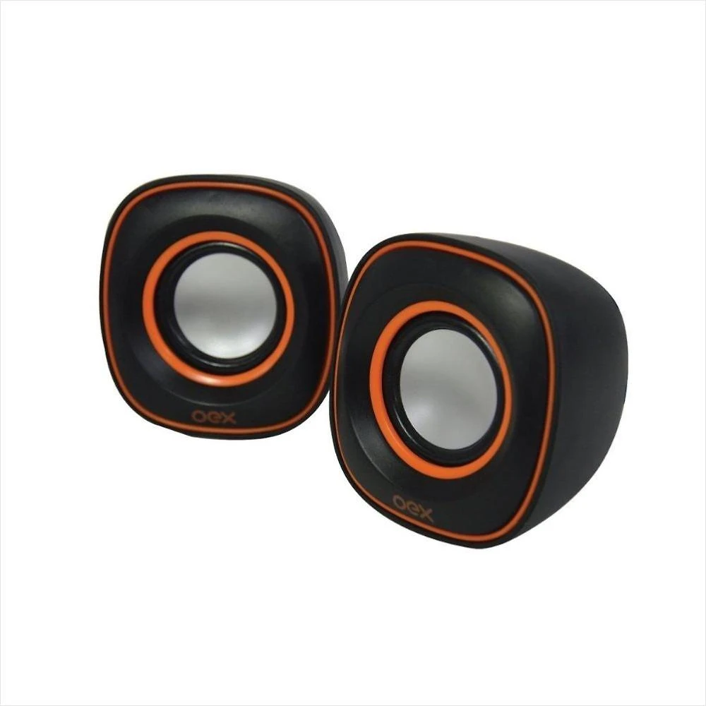 Caixa de som para pc oex round sk100 - preto e laranja
