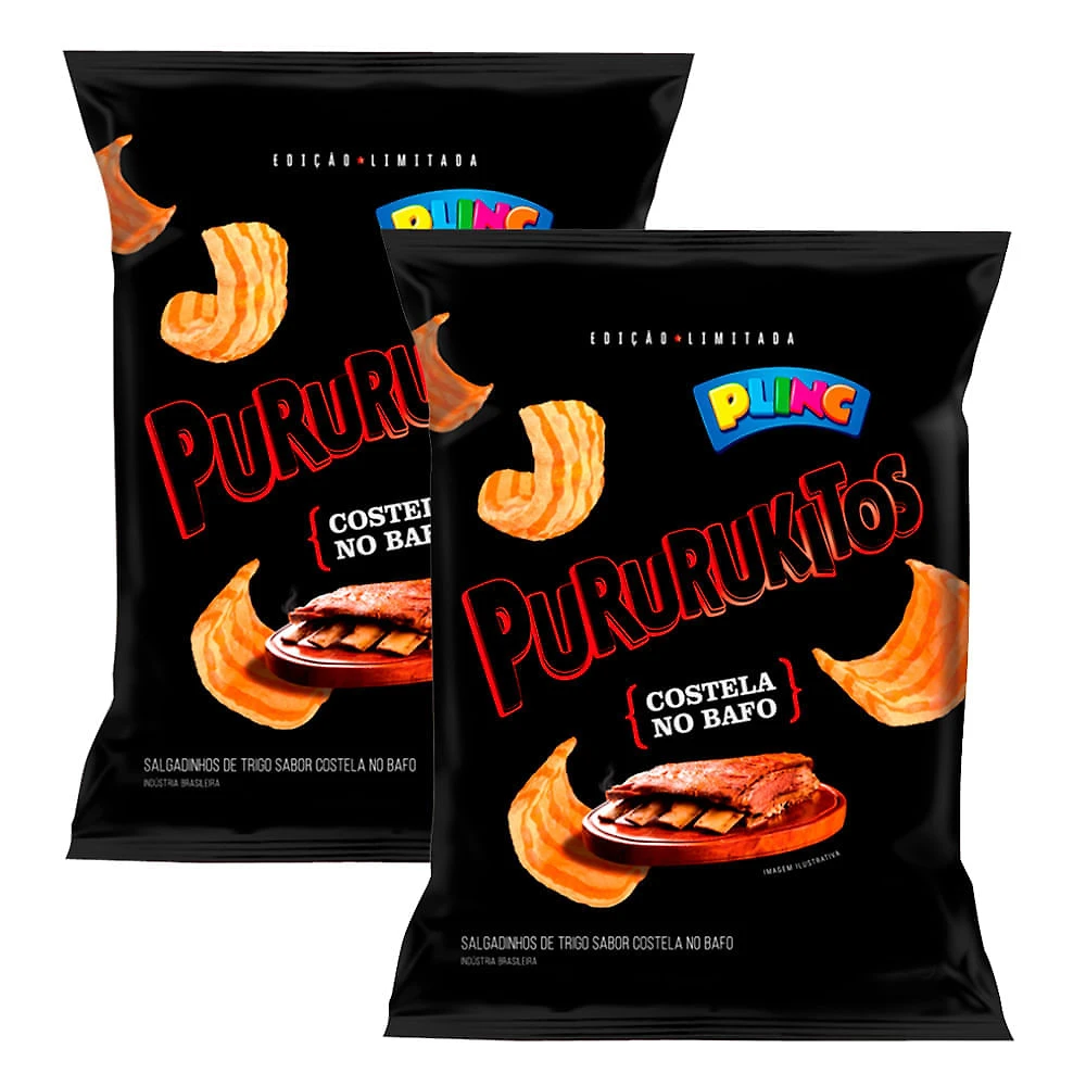 Kit 2 Salgadinho Pururukitos Plinc Costela 70g