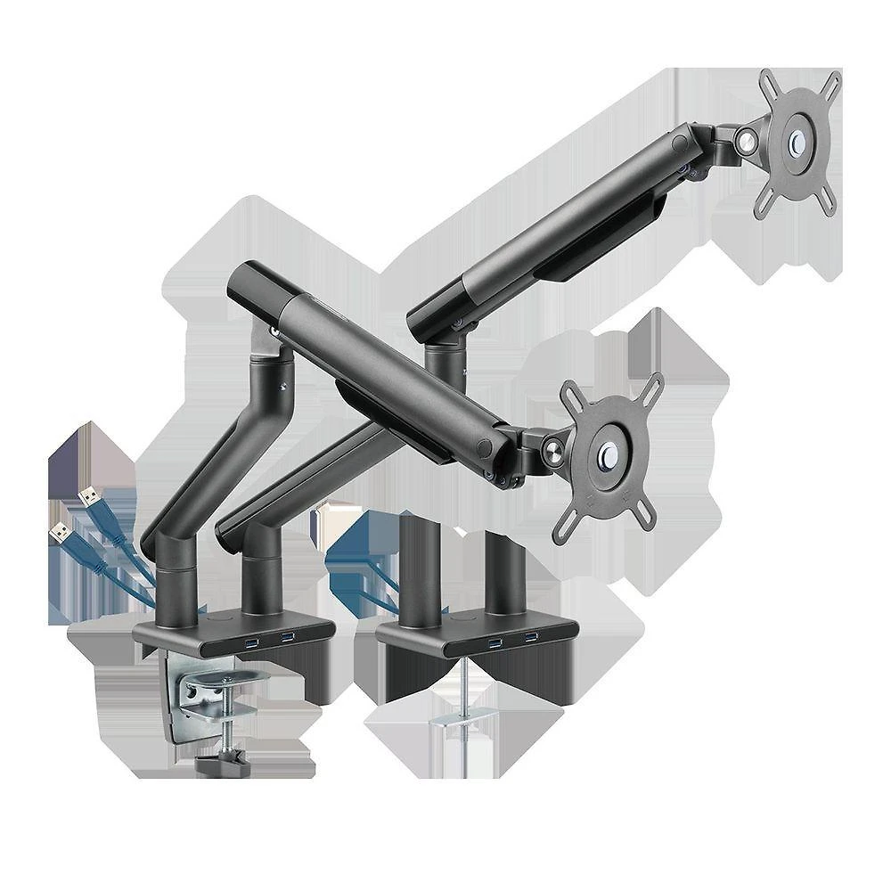 Suporte para Monitor Articulado com Mola 17-32 com 2x USB Preto Pcyes