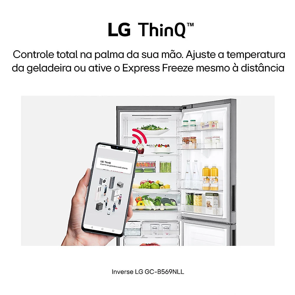 Refrigerador Inverse LG de 02 Portas Frost Free com 451 Litros Platinum Inox - GCB569NLL 110