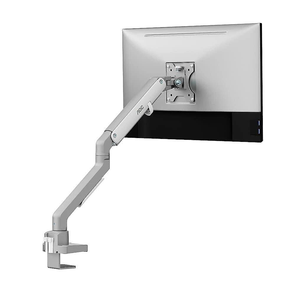 Suporte de Mesa para Monitor de 17" a 32" AOC AM200, Ajustes com Mola Mecânica, Prata Fosco e Branco - AM200H1