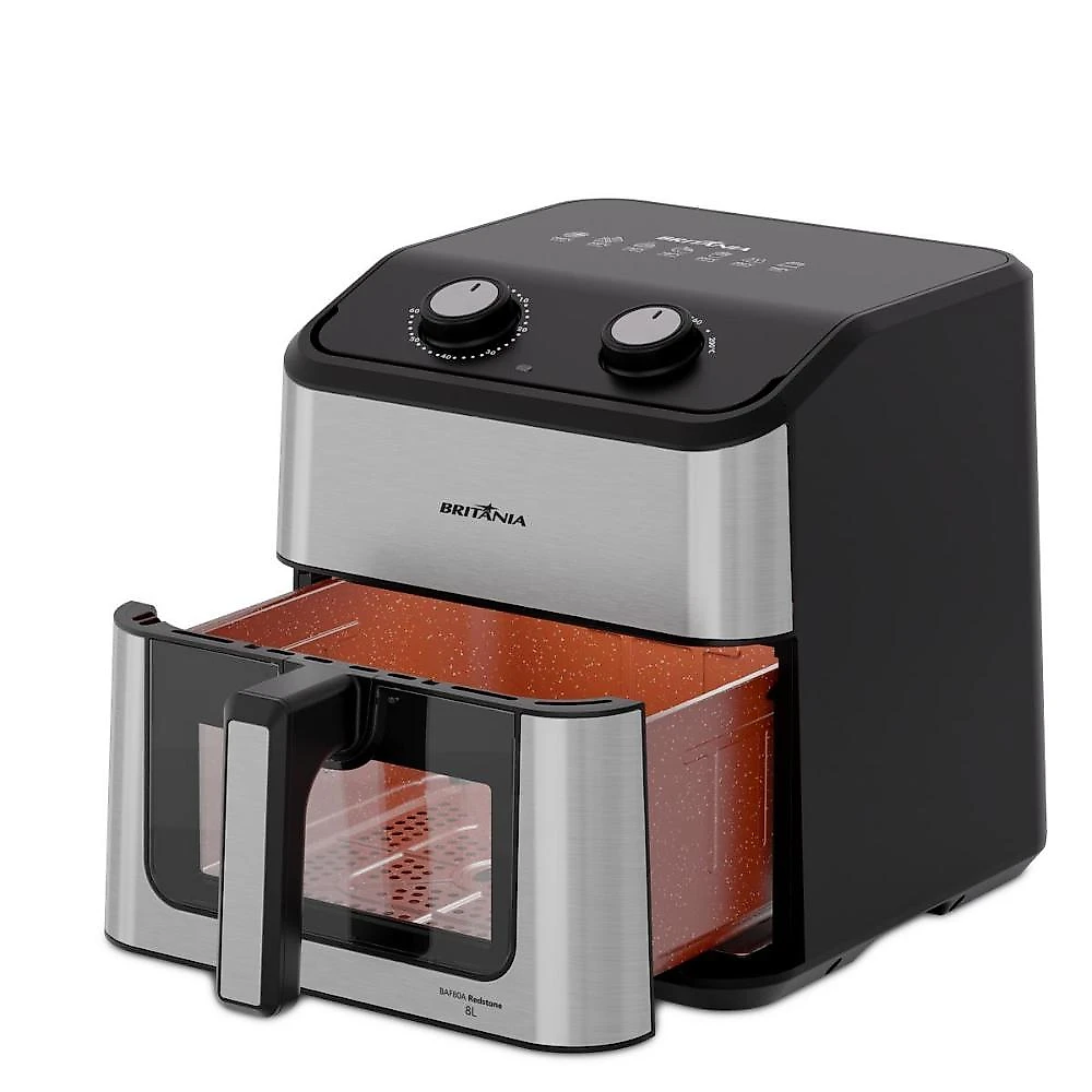 Fritadeira air fryer britânia baf80a 8l redstone visor glass 127v