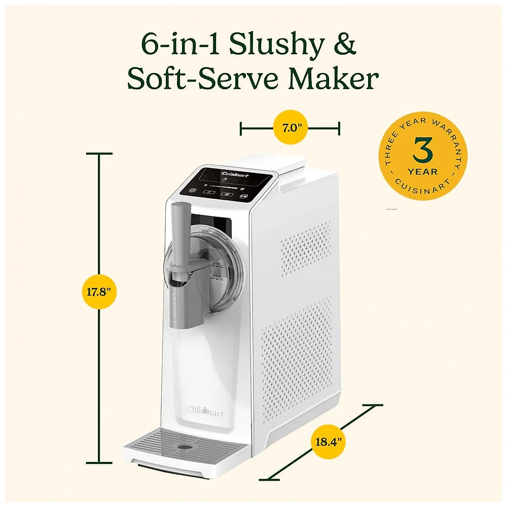 Máquina de Slush Raspadinha Cuisinart ICE-200 6-em-1 Branca 1,6L Sorvete Compressor