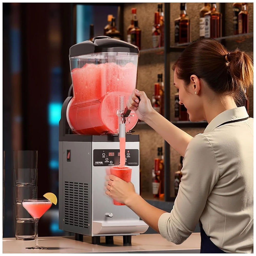 Máquina de Slush Raspadinha VEVOR XN120B 12L Tanque Único Comercial 48 Copos Inox