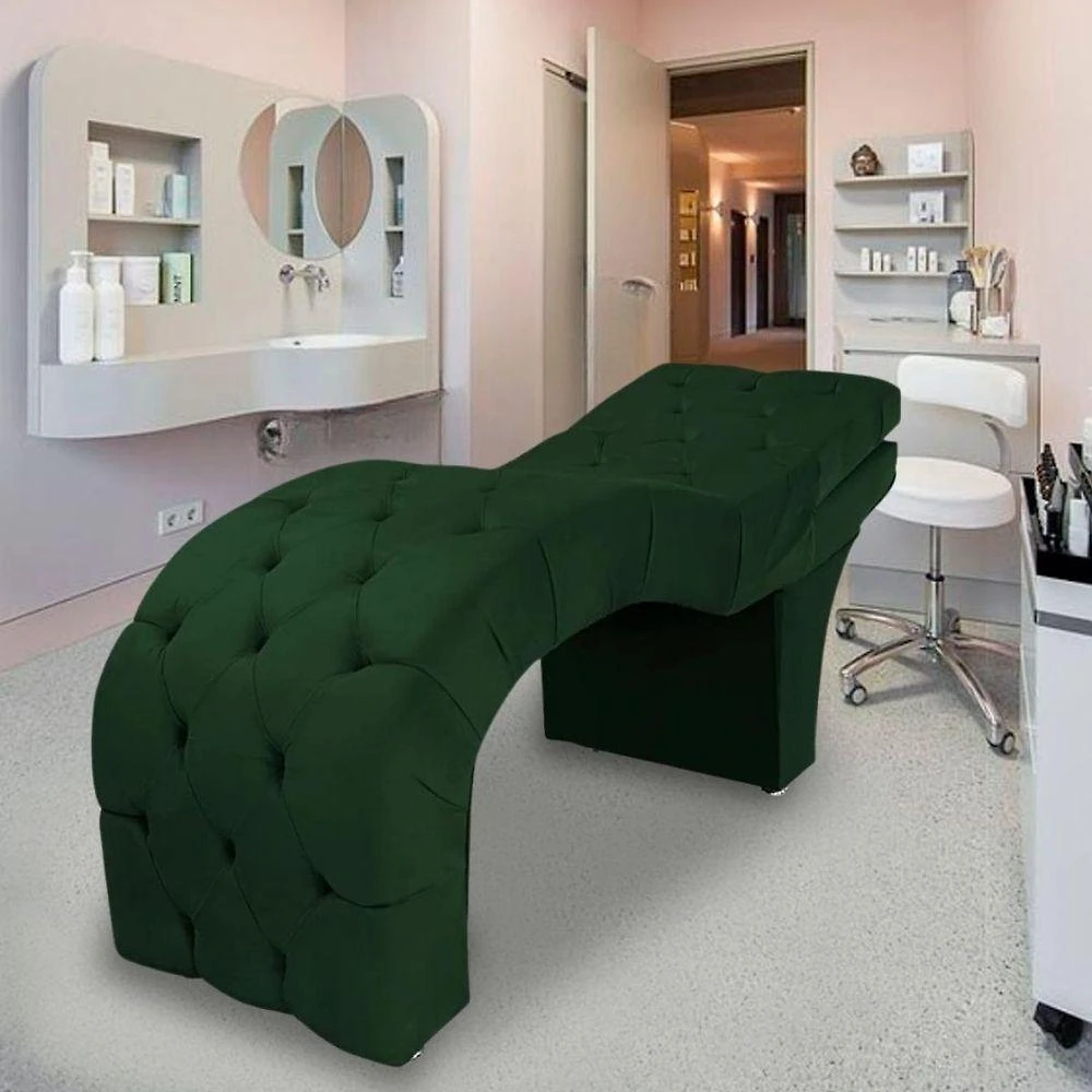 Maca Estética Estofada Reclinável Ergonômica Veludo Vanessa Verde