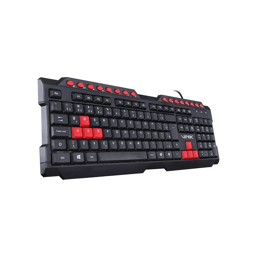 Teclado Gamer Vinik GT100 ABNT2 com Anti-Ghosting e Resistência a Derramamento Preto e Vermelho