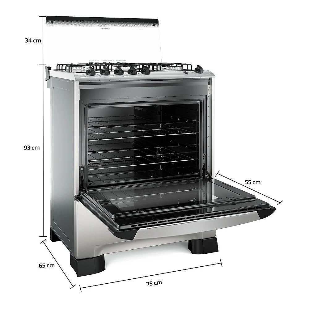 Fogão Mueller 5 Bocas Decorato Inox Com Tripla Chama Inox Bivolt
