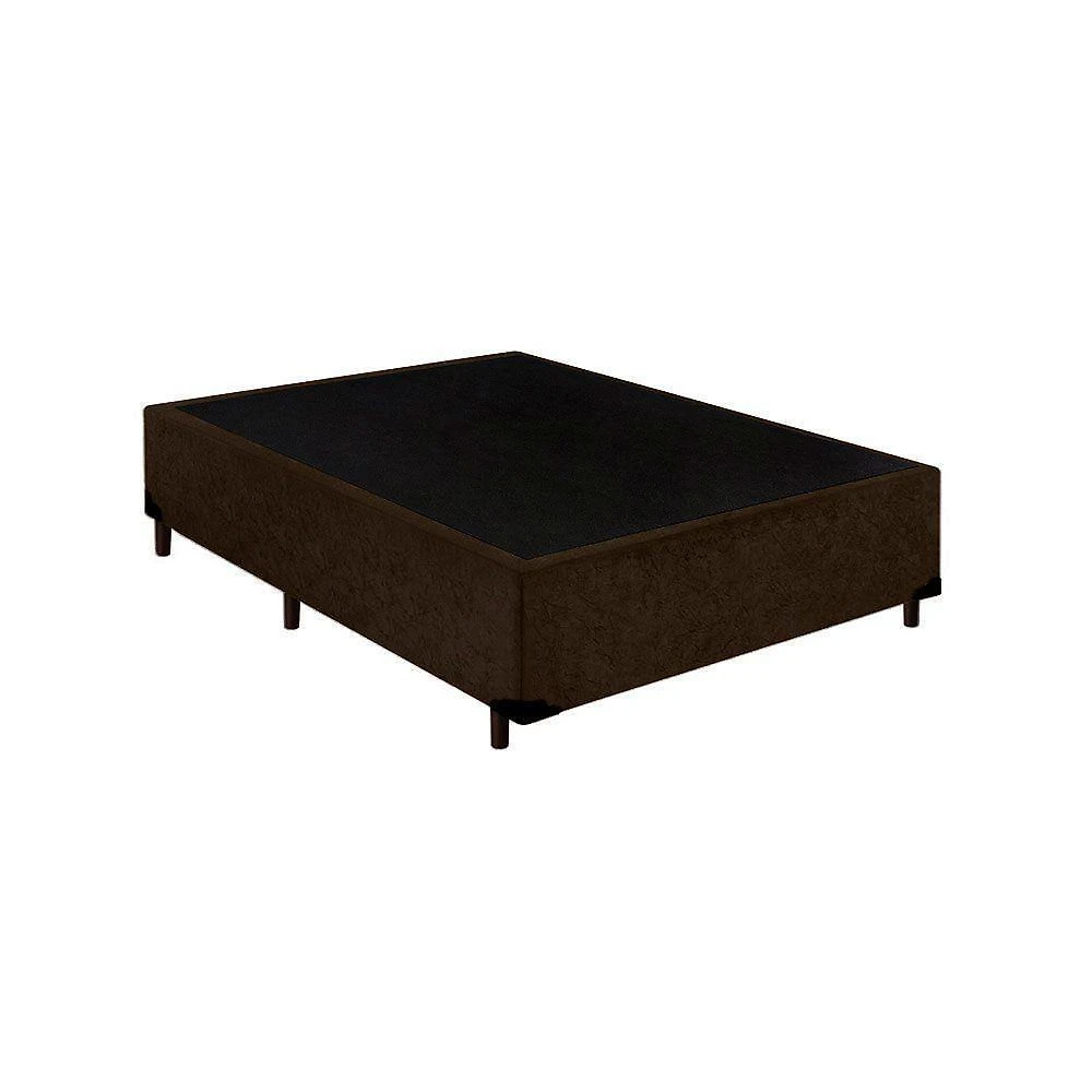 Cama Box Blindado Casal King Design Suede Marrom 138x188x40