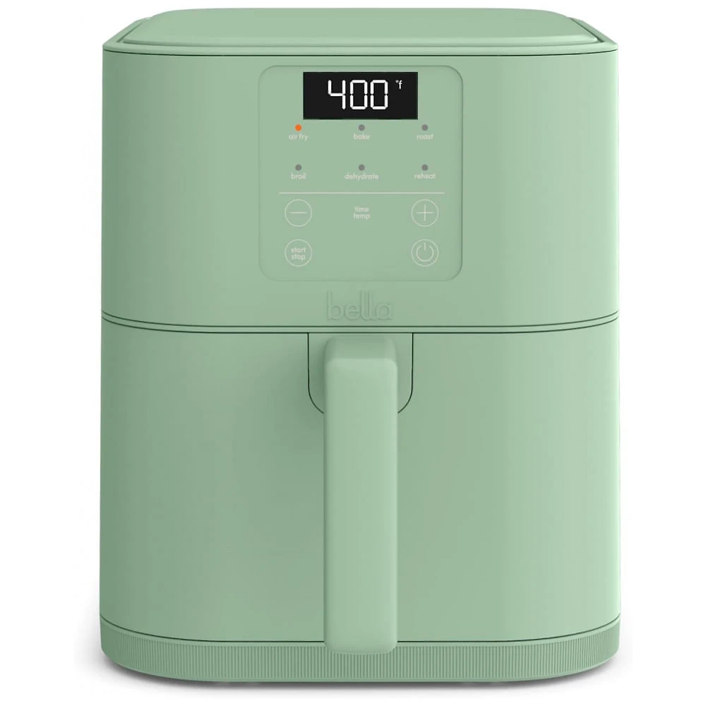 BELLA Air Fryer Slim 6 QT Seaglass - Coating Cerâmico EverGood, 6 Modos, Controle Digital, Capacidade para 2,3 kg