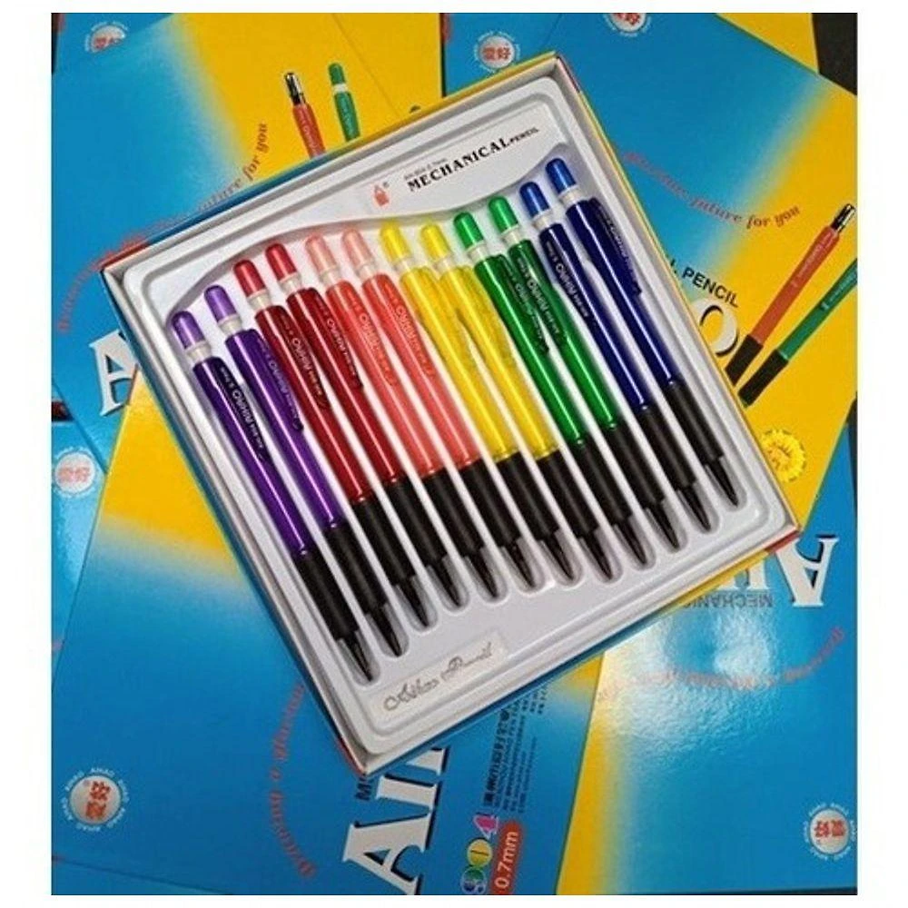 Kit 24 Lapiseiras 0.7 Ahaio Coloridas Neon Escolar