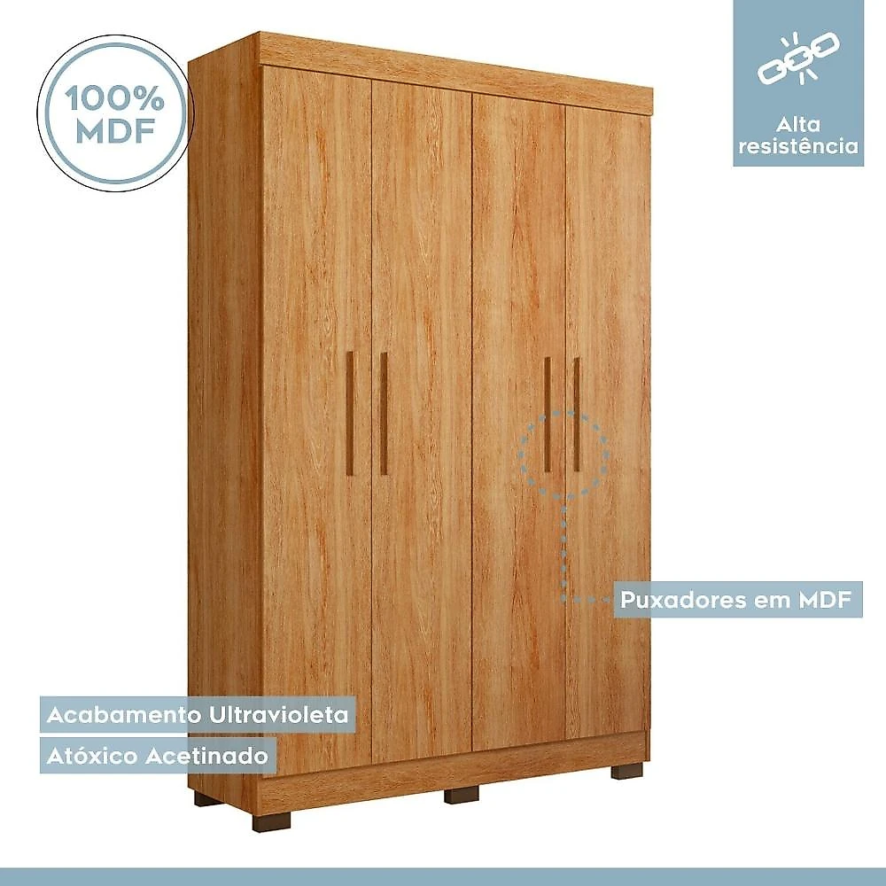 Quarto Infantil Completo com Guarda-roupa e Beliche Théo Amadeirado