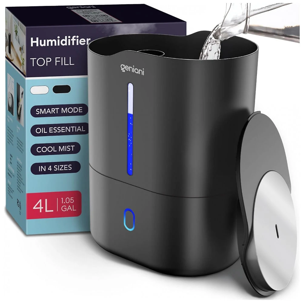 Umidificador de Preenchimento Superior para Quarto 4L com Difusor de Óleo Essencial e Luz Noturna, GENIANI GHRN4LB, ...