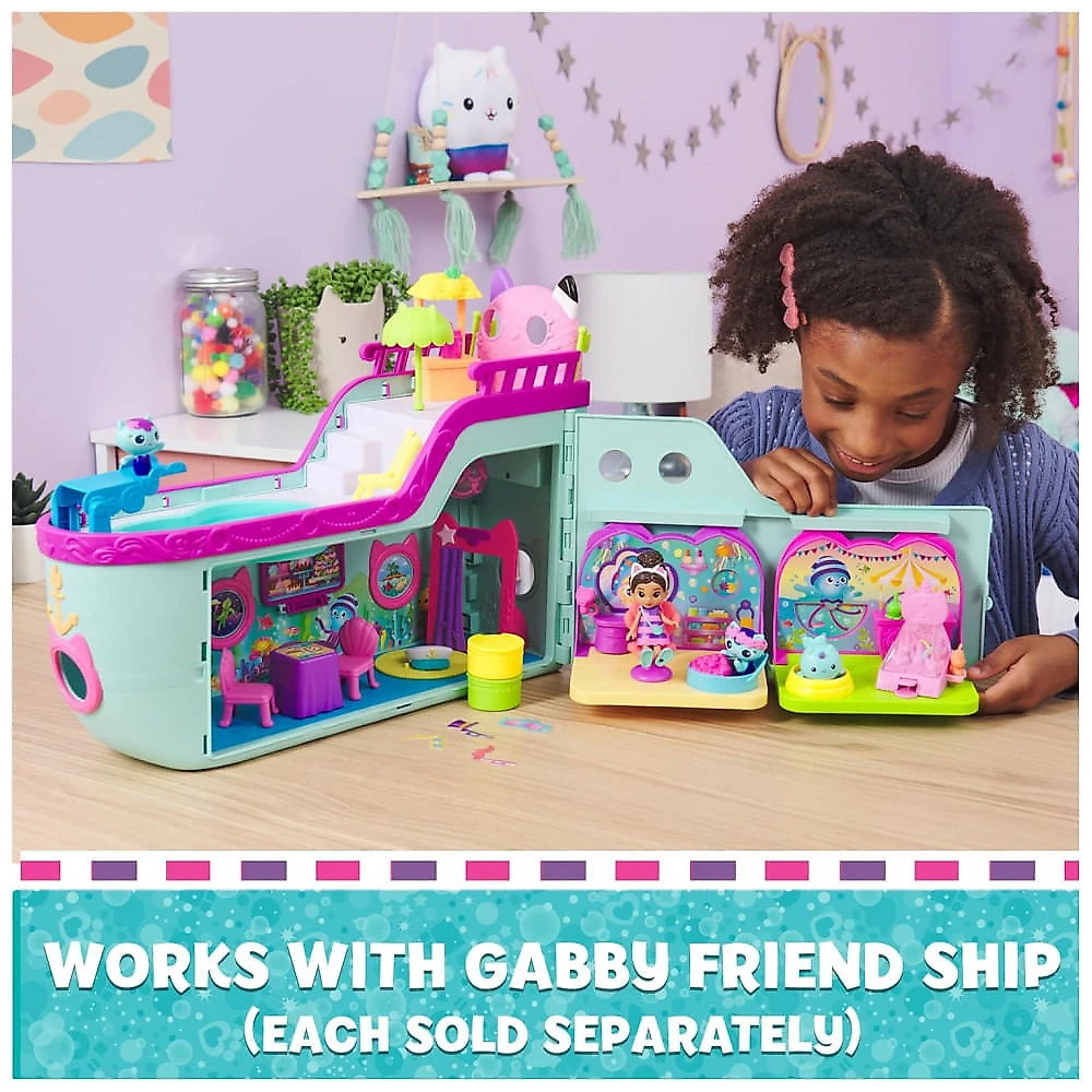 Sala de Carnaval do Narval Felino da Casinha da Gabby, com Figura de Brinquedo, Surpresas e Móveis de Casinha de Boneca, Gabby's Dollhouse