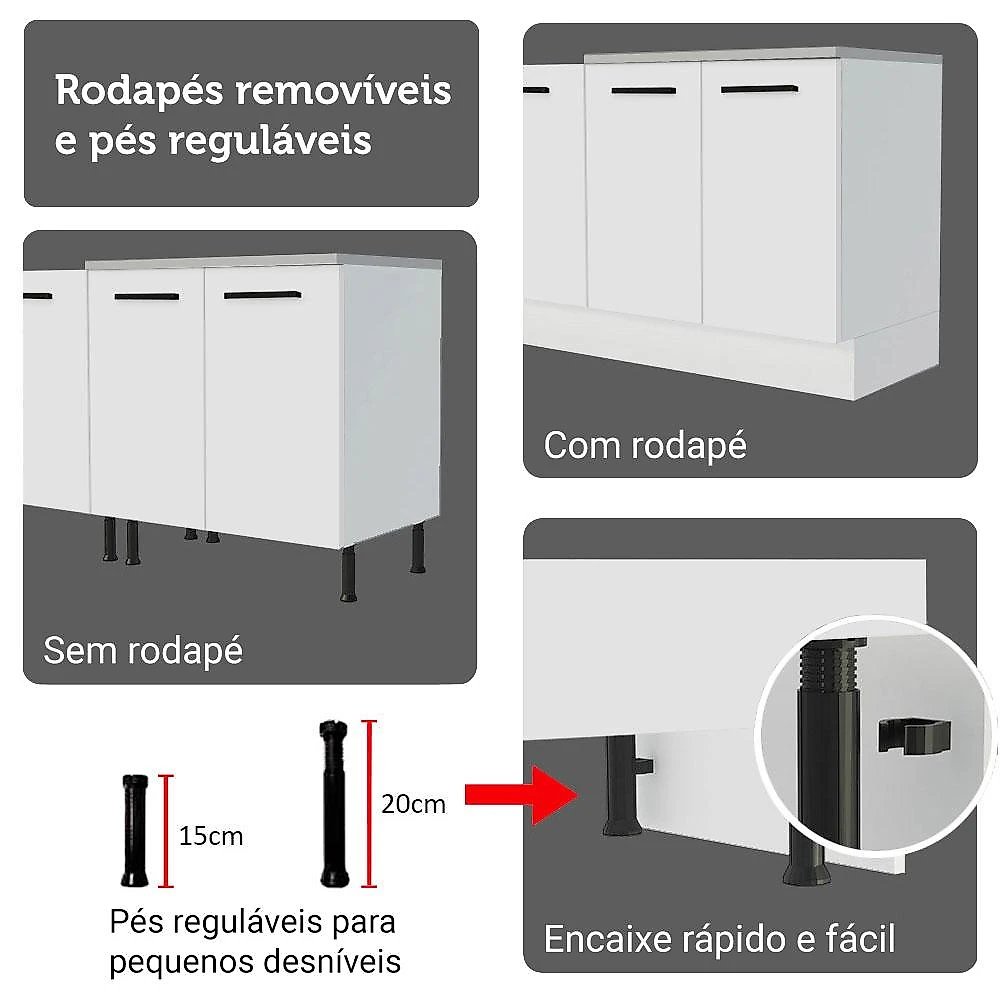 Armário de Cozinha Completa 549cm Agata Madesa 01 Branco