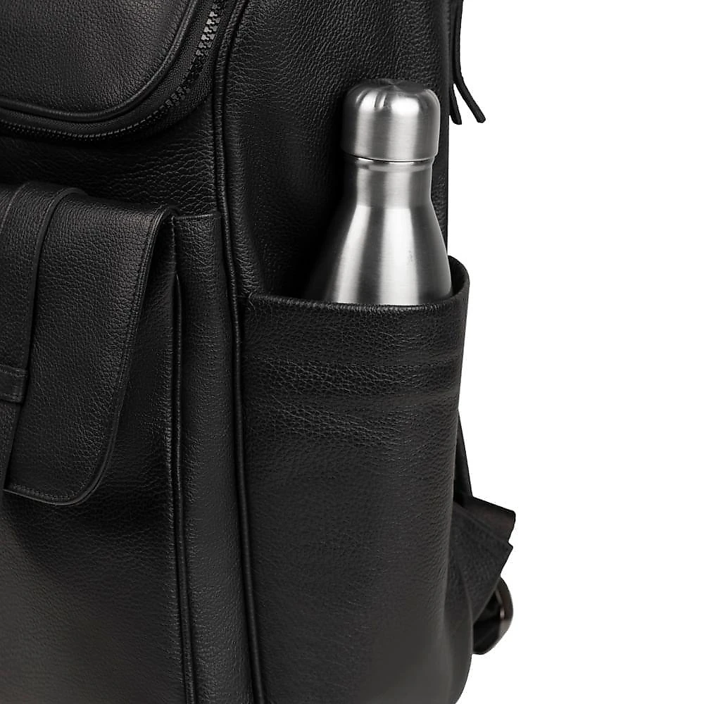 Mochila Masculina Média Executiva de Couro Leme Preta Bagaggio Preto