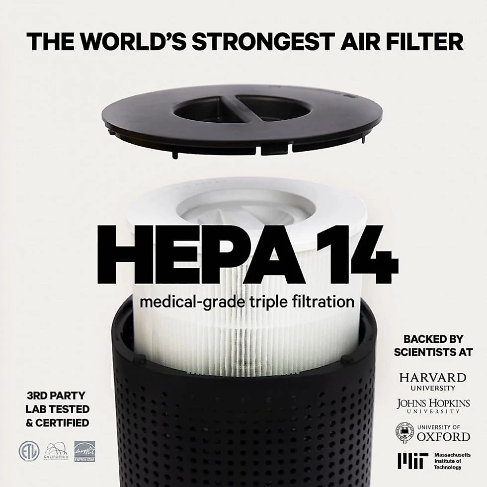 Purificador de Ar com Filtro True HEPA H14, Área até 100 m2, Elevate Your Home, Preto