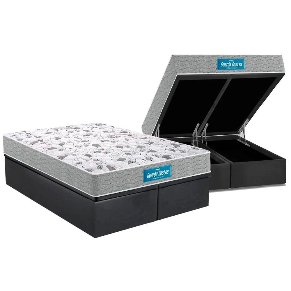 Cama Box Baú Queen: Colchão Probel D45 / Ep Próextreme Plus Double Face + Base Gray(158X198)