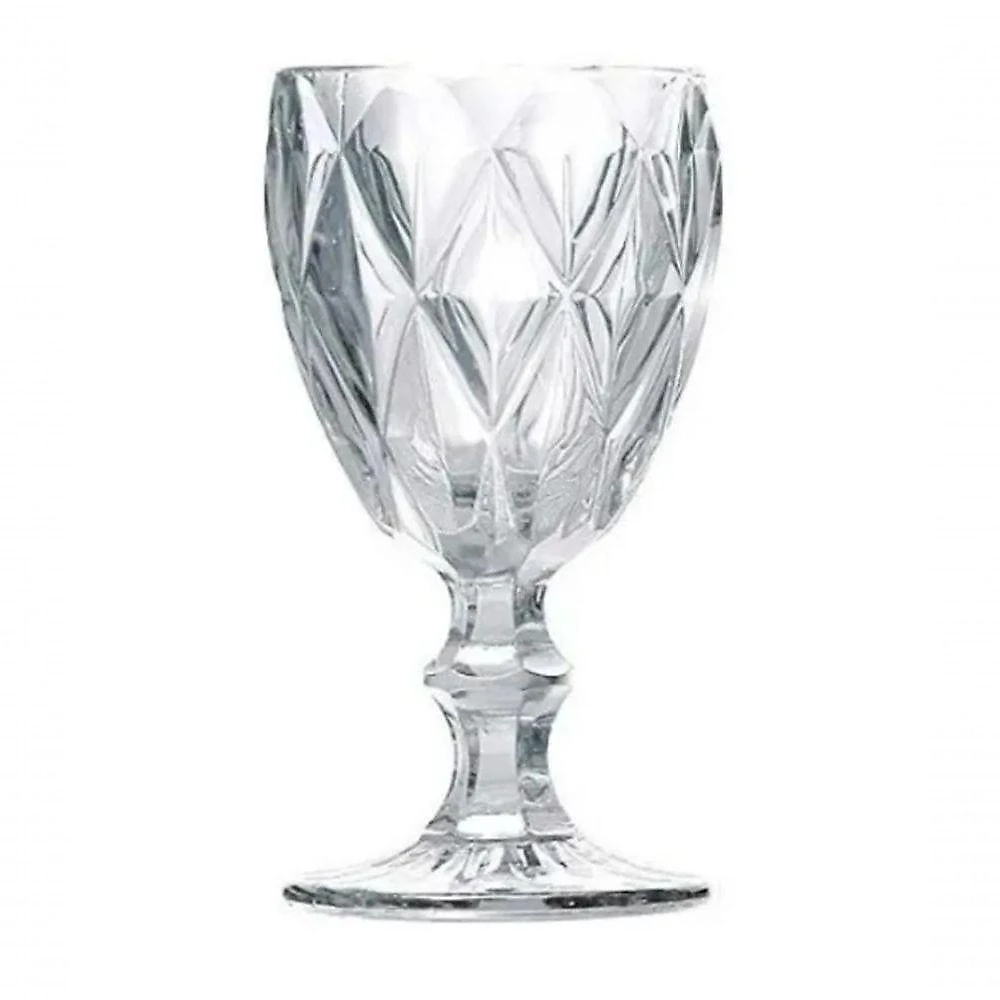Jogo 6 Taças De Vidro 340ml Cristal Diamante Vinho Suco água 340ml