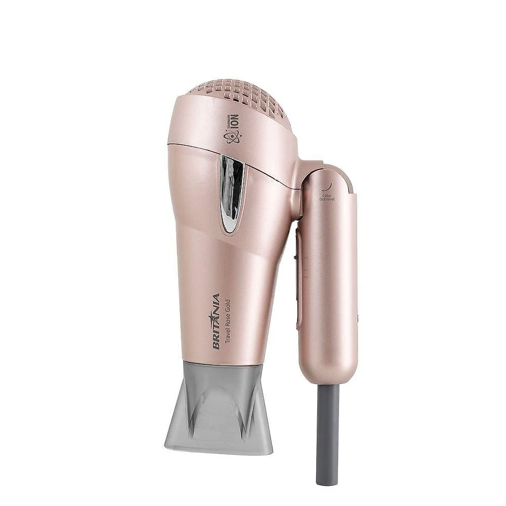 Kit secador e prancha britânia travel rose gold com tecnologia iônica bivolt