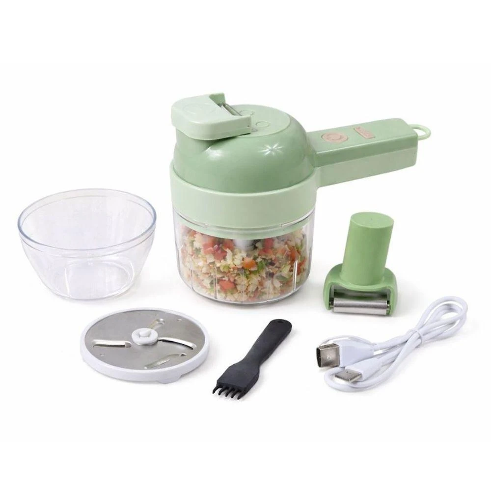 Mini Processador Elétrico Portátil Carisma Triturador e Cortador 4x1 Verde Usb