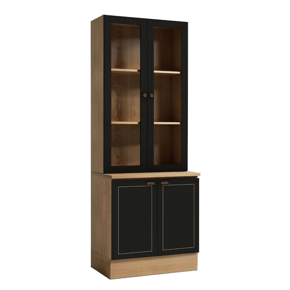 Cistaleira com 4 Portas e Vidro Conecta Frise Cinamomo/Preto Cinamomo/Preto Fosco
