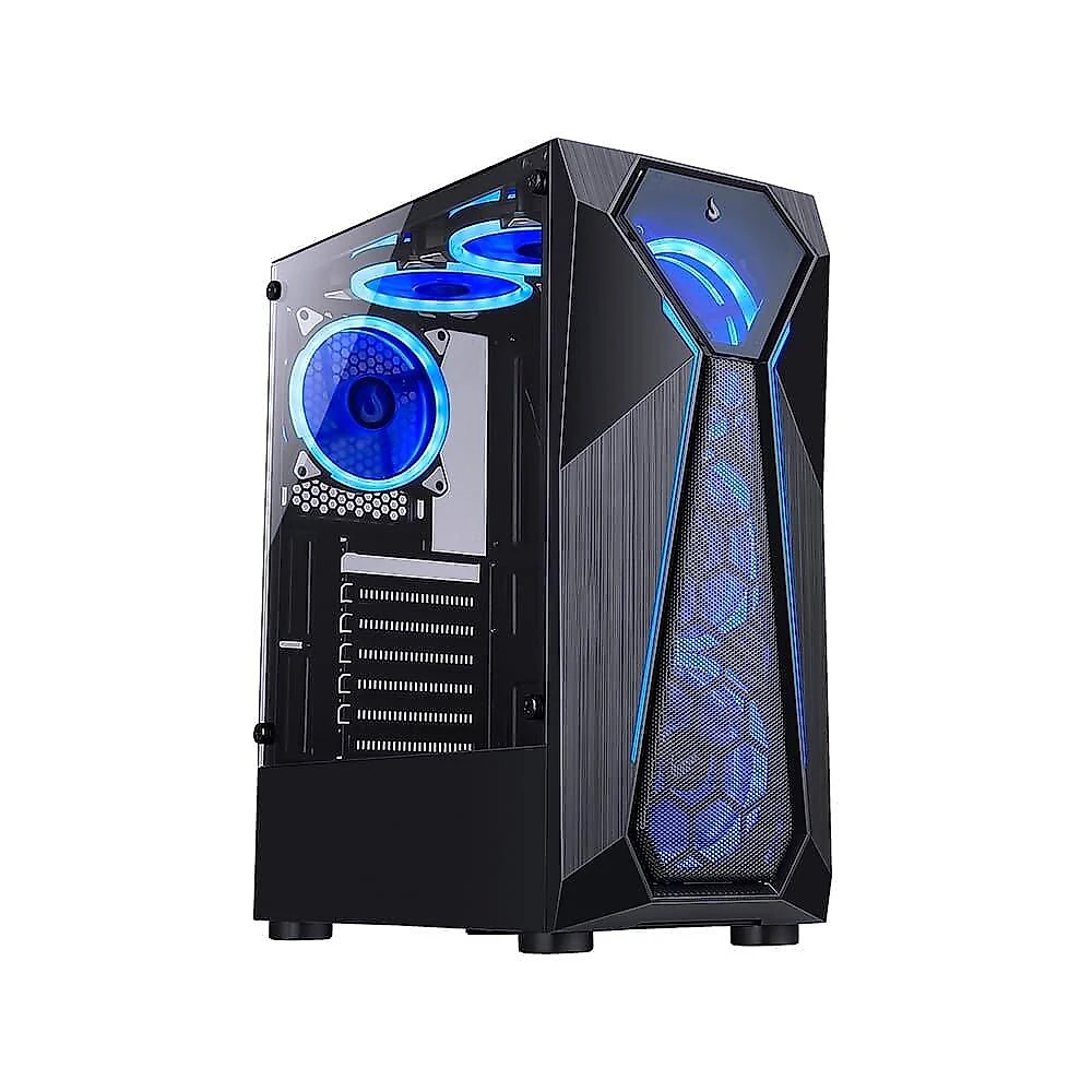 Gabinete Gamer Rise Mode X4 Glass, Barra de LED ARGB, Lateral em Vidro Fumê, Sem FANs, Preto - RM-X4-04-FB