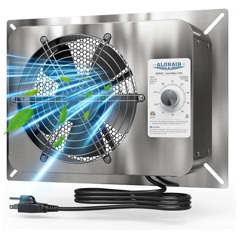 Ventilador com Umidistato e Exaustor de Aço Inoxidável para Porão, 115V, ALORAIR