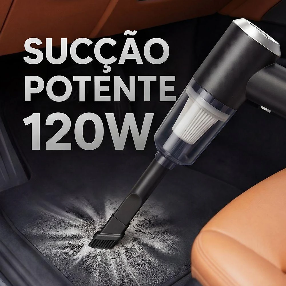 Aspirador de Pó Portátil sem Fio Automotivo Utimix DNJ Filtro Lavável Preto