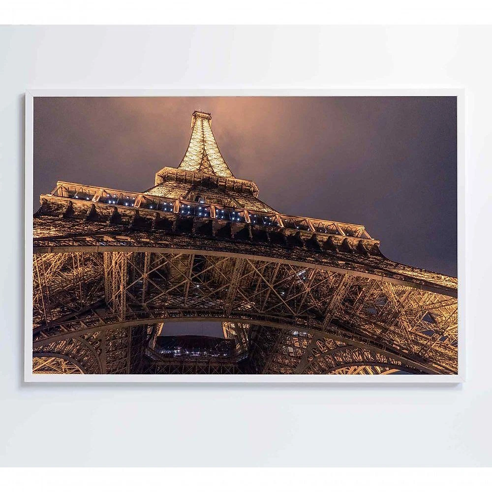 Quadro Torre Eiffel Iluminada 90x60 Cm Vidro Impresso