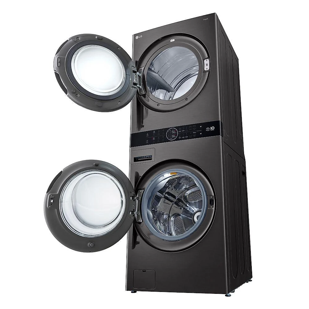 Lava e Seca Smart LG WashTower™ 17kg Aço Escovado Preto com Inteligência Artificial AIDD™ WK17BS6A 220V