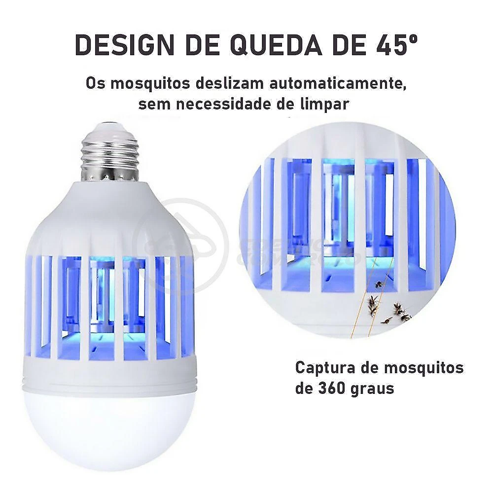 Lâmpada Luz Led Branco 15w Atrai Choque Mosquito