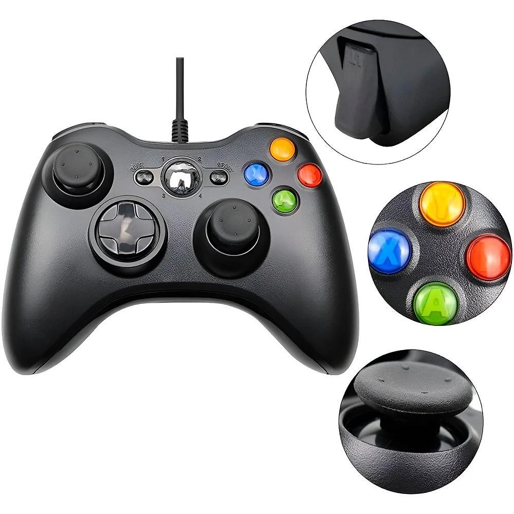Controle Joystick Com Fio Vídeo Game Pc Usb Preto