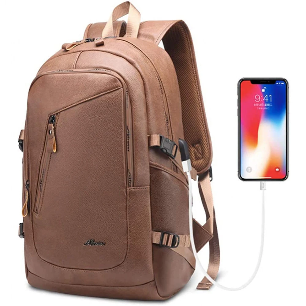 DYJ Mochila Unissex de Couro Sintético para Laptop 40 cm