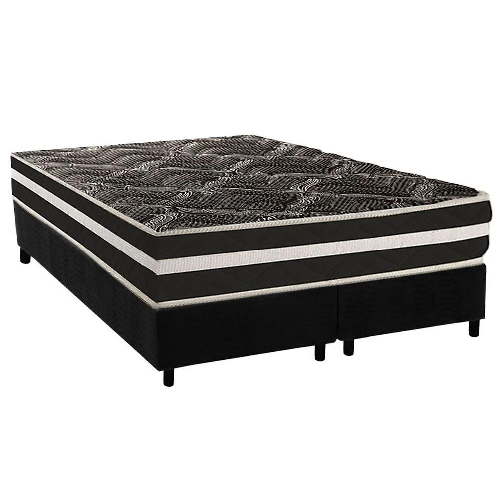 Cama Box Queen: Colchão Ortopédico Paropas D28 Ag80 Master Black Double Face + Base Crc Suede Black (158x198)