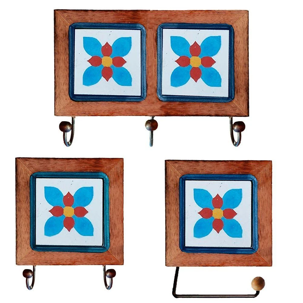 Kit de Banheiro Ladrilho I1 Artesanal com Detalhe em Ladrilho Hidráulico Amadeirado Estilo Rústico 3