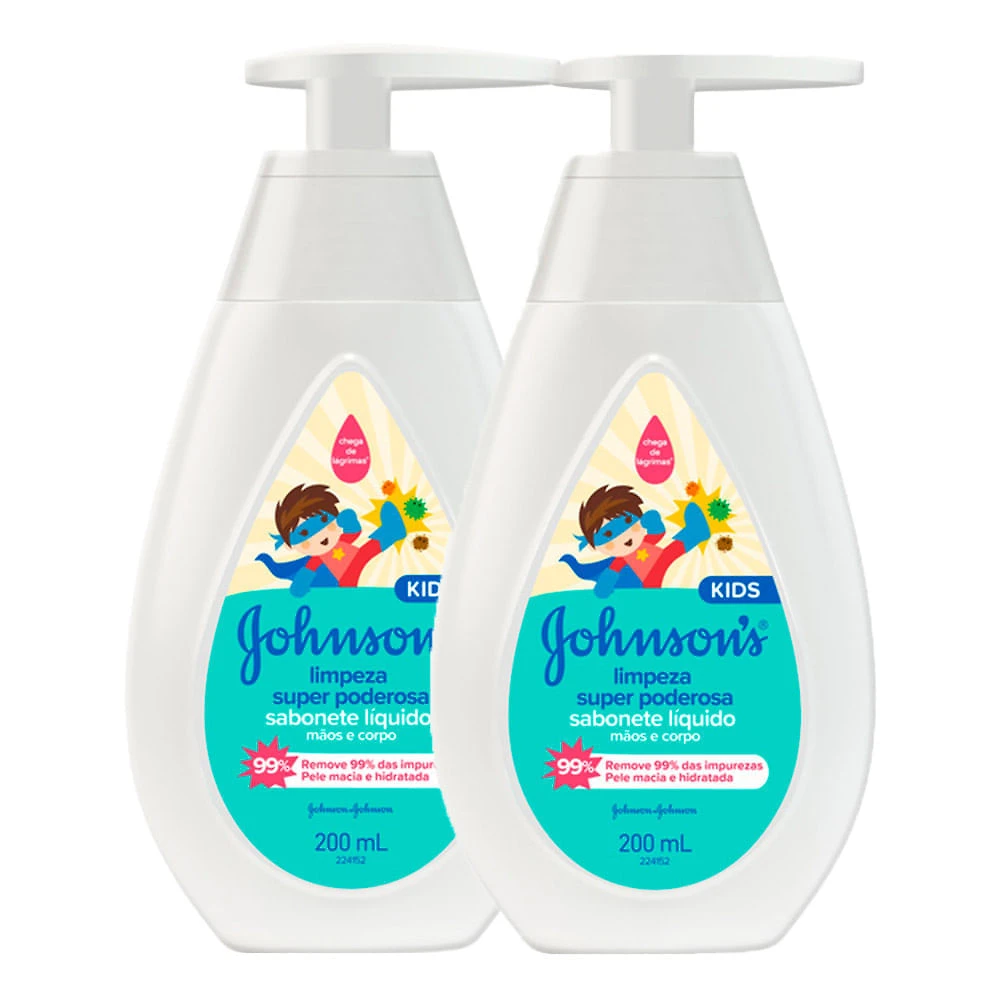 Sabonete Líquido Johnson's Kids Limpeza Super Poderosa 200ml | Kit com duas unidades