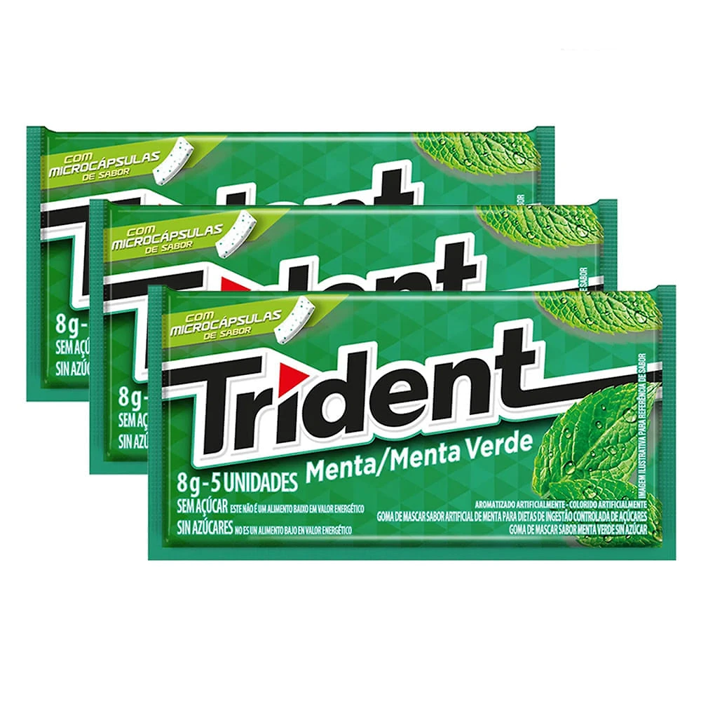 Kit 3 Chiclete Trident Menta 8g