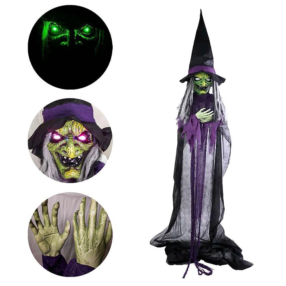 Boneco Bruxa Vanda Decoração Halloween Com Som E Luz