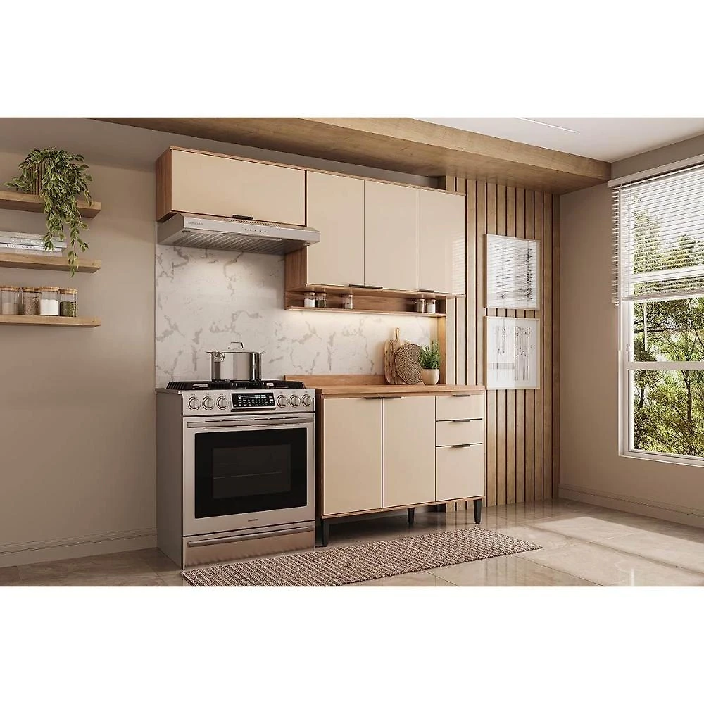 Cozinha Completa Alpha 3 Peças (2aéreos+1balcão) C3p32 Freijo-off White - Carraro